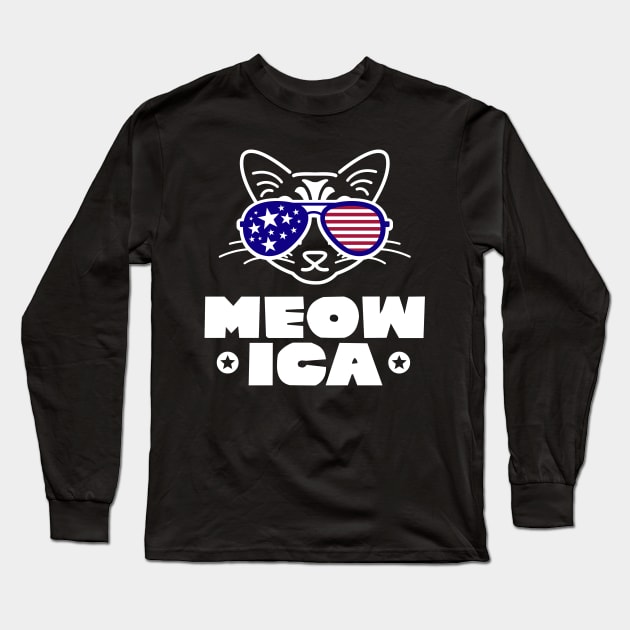 Meowica Cat amrican Lovers Long Sleeve T-Shirt by holger.brandt